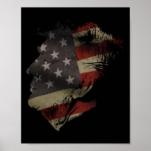 Amerikansk flagg Silhuett av president Donald Trum Poster