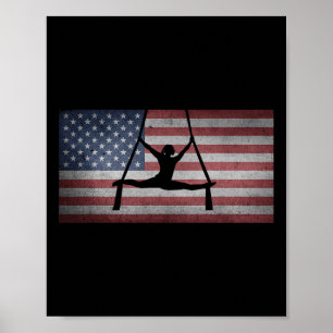 Amerikansk flagg Siluett Gymnastik Aerial Silke Kv Poster