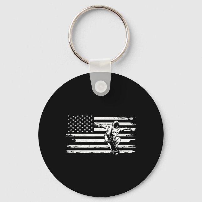 Amerikansk flagg skateboardkläder - Skateboard  Nyckelring (Framsida)