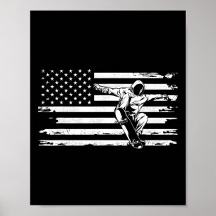Amerikansk flagg skateboardkläder - Skateboard Poster