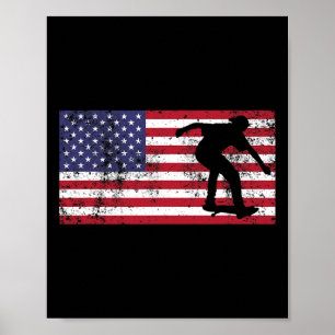 Amerikansk flagg Skater Skateboard 4 juli Usa T  Poster