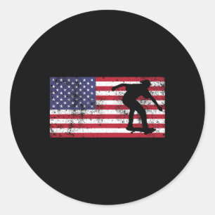 Amerikansk flagg Skater Skateboard 4 juli Usa T Runt Klistermärke