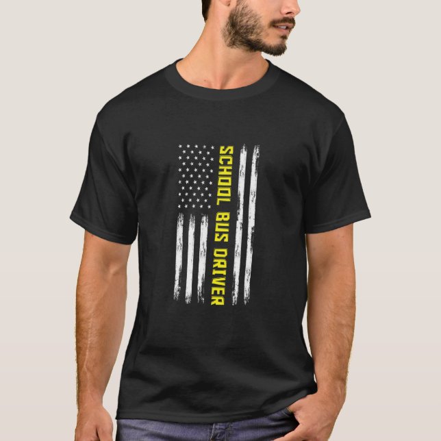 Amerikansk flagg skolbussförare t shirt (Framsida)