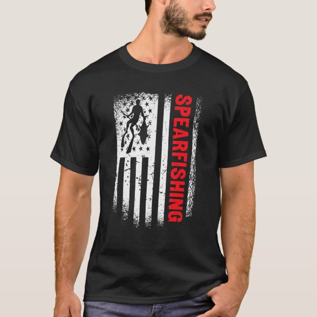 Amerikansk flagg spjutfiske spjut fiskare t shirt (Framsida)