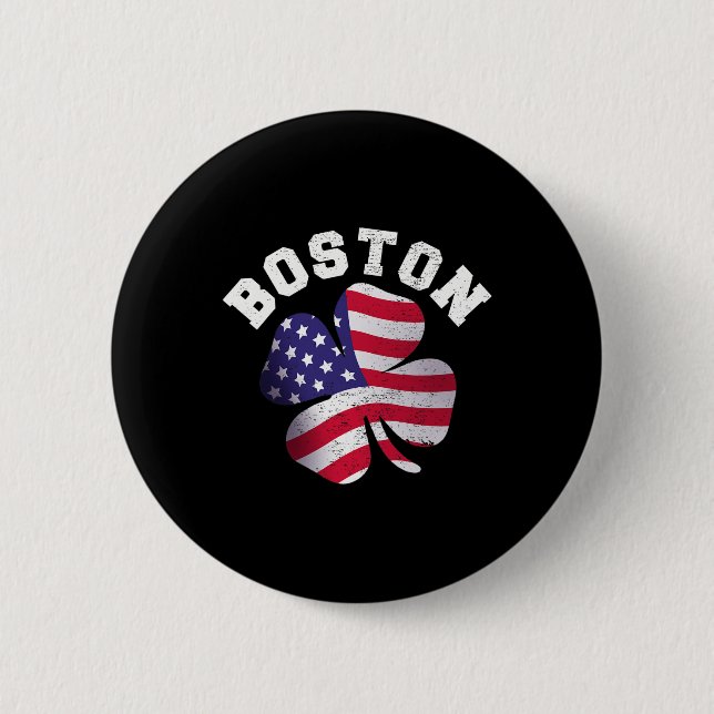 Amerikansk flagg St. Patricks Day Clic Boston Namn Knapp (Framsida)