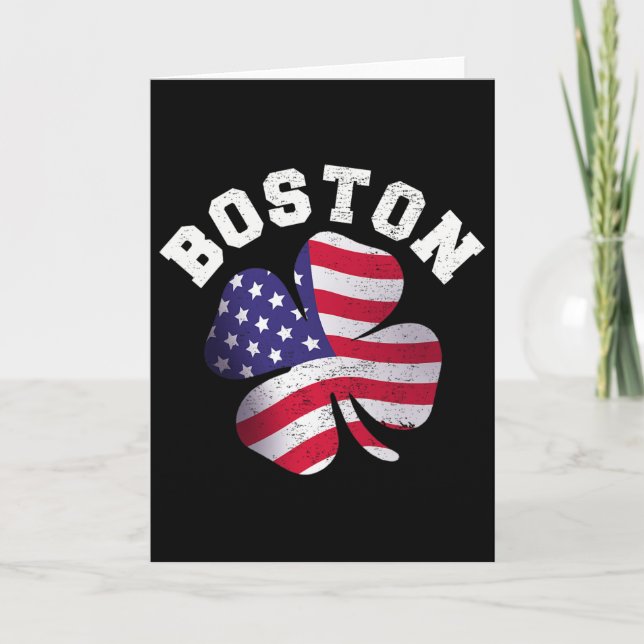 Amerikansk flagg St. Patricks Day Clic Boston Namn Kort (Framsida)