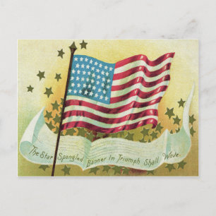Amerikansk flagg stjärnspäckad banner stjärnor vykort
