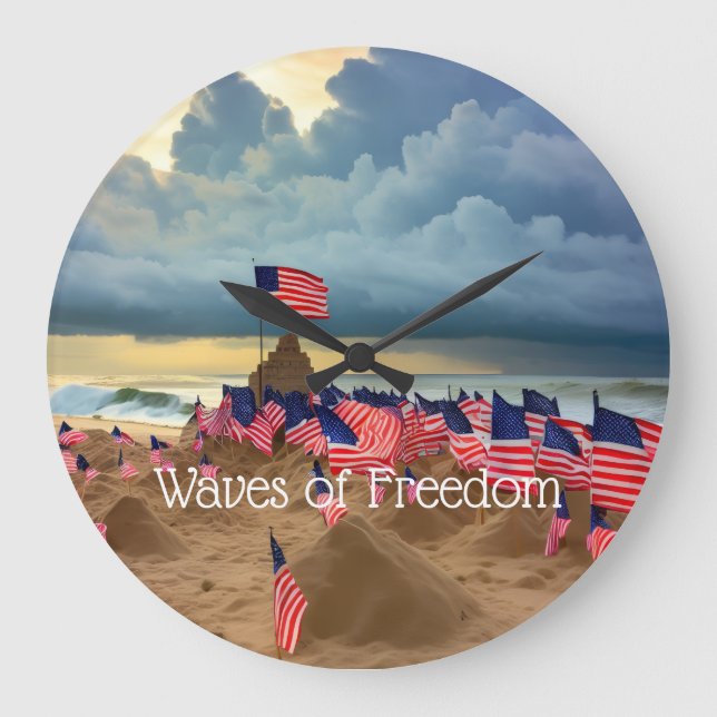 Amerikansk flagg strand väggklocka-Patriotisk kust Stor Klocka (Framsida)
