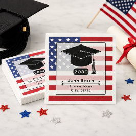 Amerikansk flagg svart mössa examensår pappersservett