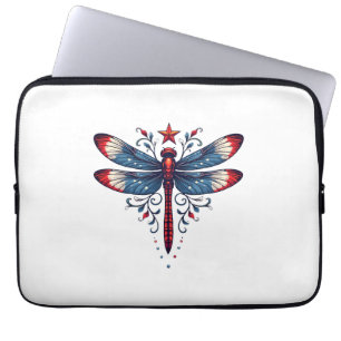 Amerikansk flagg Trollslända Patriotisk 4 juli Röd Laptop Fodral
