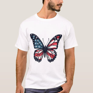 Amerikansk flagg trollslända Patriotisk 4 juli Röd T Shirt