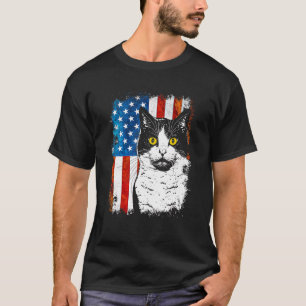 Amerikansk flagg Tuxedo Katt 4 juli Katt T Shirt