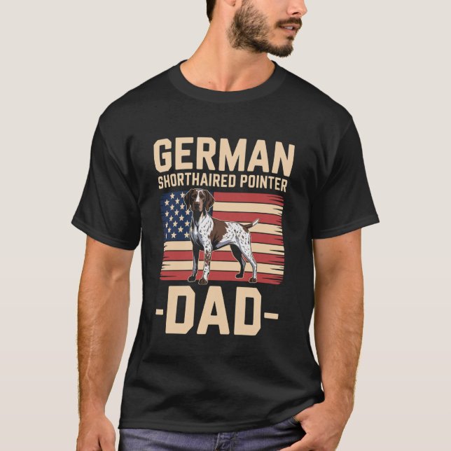 Amerikansk flagg tysk korthårig pointer pappa t shirt (Framsida)