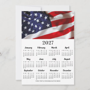 Amerikansk flagg USA patriotisk 12 månaders kalend Julkort