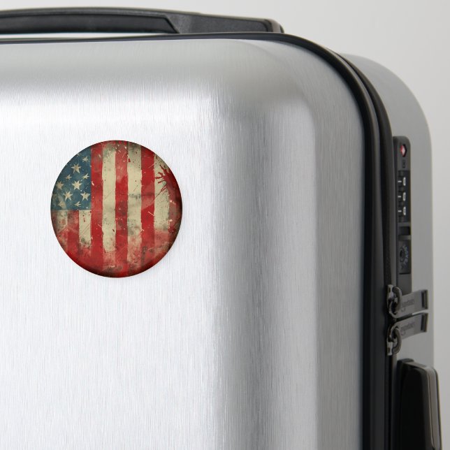 Amerikansk flagg vindsnurra rund magnet (In Situ (Luggage))
