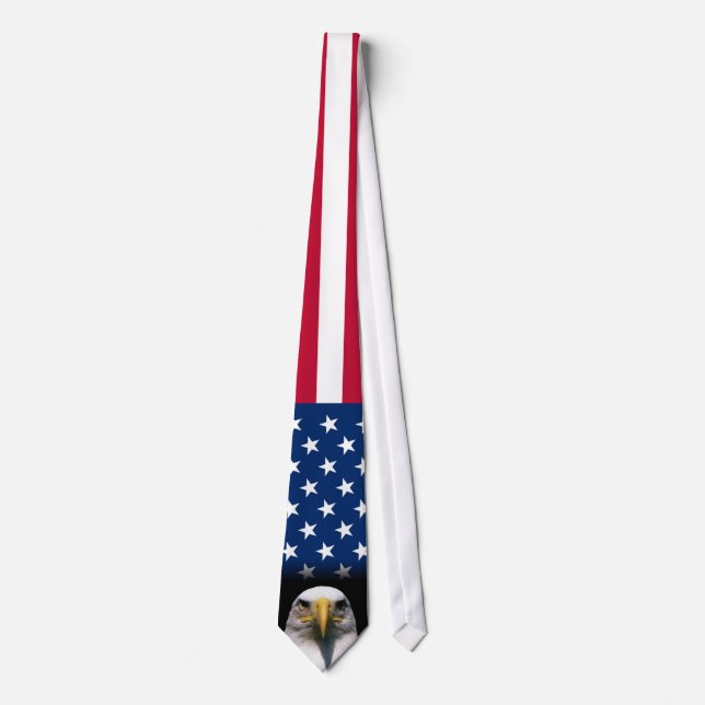Amerikansk flagg Vitörad havsörn Designer slips (Framsida)