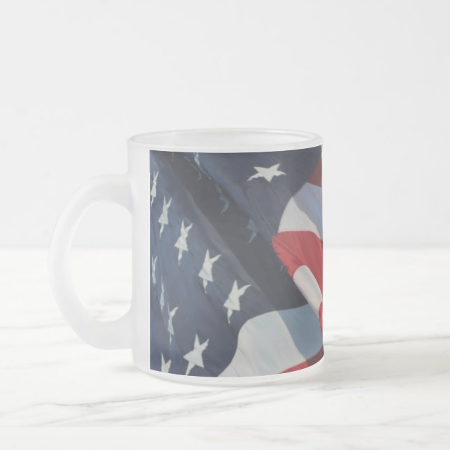Amerikansk Flagga 10 oz Frosted Glass Mugg (Vänster)