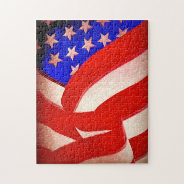 Amerikansk Flagga 11x14 Fotopussel med Gift box (Vertikal)
