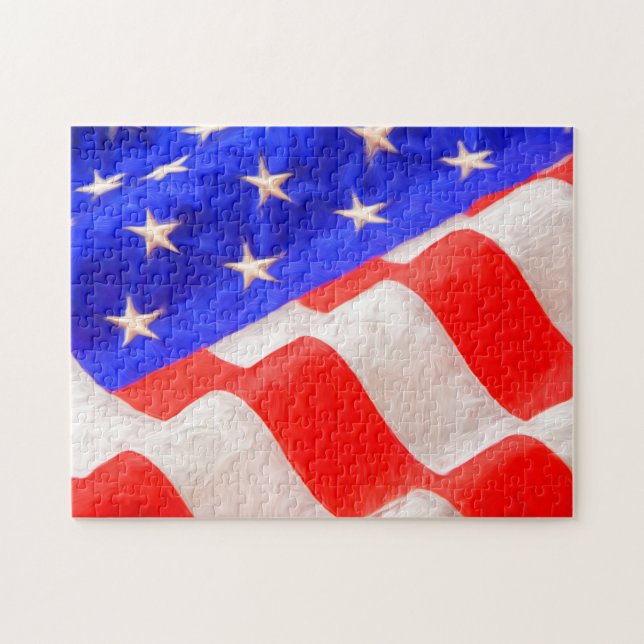 Amerikansk flagga 11x14 Fotopussel med presentlåda (Horisontell)