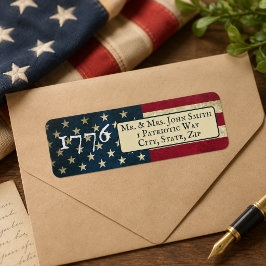 Amerikansk flagga 1776 returadress etikett