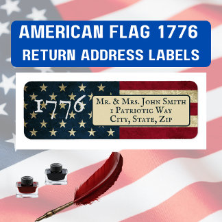Amerikansk flagga 1776 returadress etikett