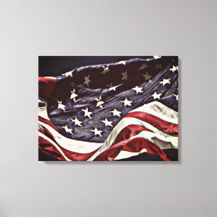 Amerikansk Flagga 3-Panel Lindad Canvastryck