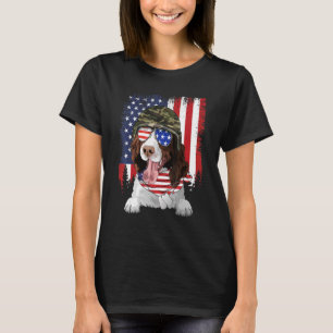 Amerikansk Flagga 4:e juli - Engelska Springer-spa T Shirt