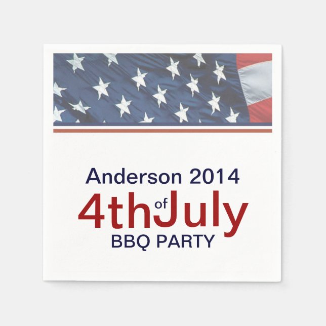 Amerikansk Flagga 4:e juli-Pappersservett Pappersservett (Framsidan)