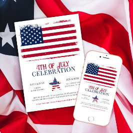 Amerikansk Flagga 4:e Juli Patriotisk Grillfest Inbjudningar