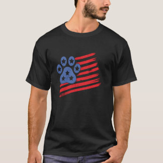 Amerikansk Flagga 4:e juli, PW Skriv ut Rolig hund T Shirt