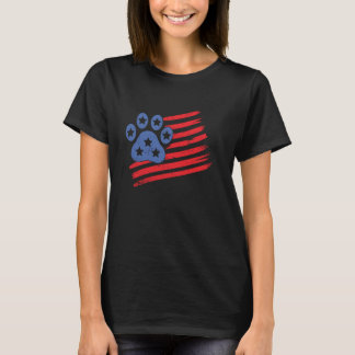 Amerikansk Flagga 4:e juli, PW Skriv ut Rolig hund T Shirt
