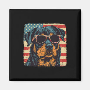 Amerikansk Flagga 4:e juli Rottweiler Hund Art Magnet