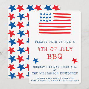 Amerikansk Flagga 4:e juli:s BBQ-inbjudan Inbjudningar
