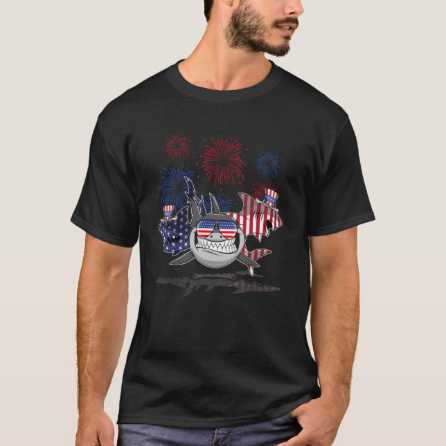 Amerikansk Flagga 4:e juli-sjukan T Shirt (Framsida)