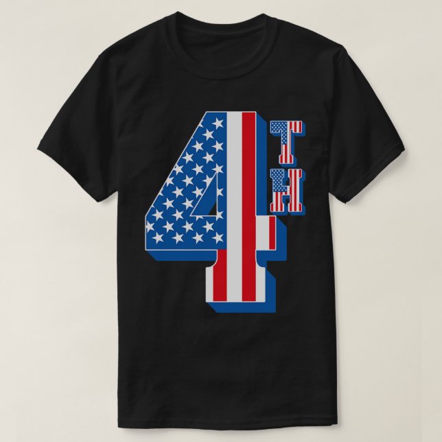 Amerikansk Flagga 4:e text T Shirt (Design framsida)