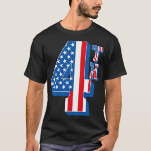 Amerikansk Flagga 4:e text T Shirt