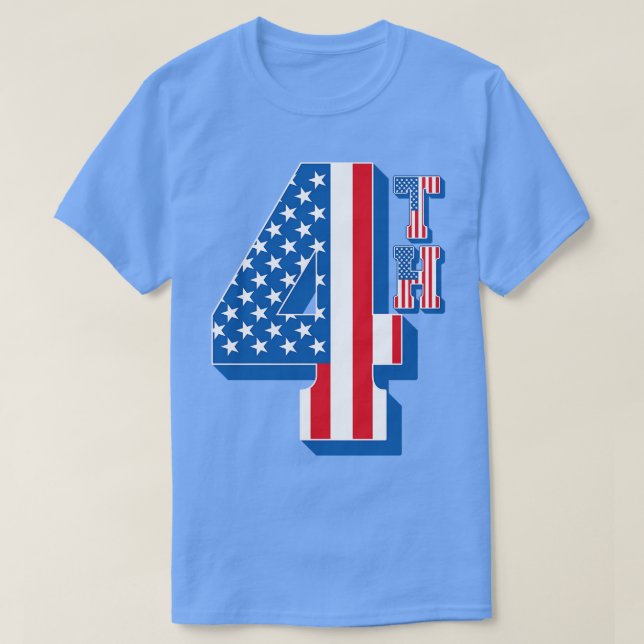 Amerikansk flagga 4:e texten t shirt (Design framsida)