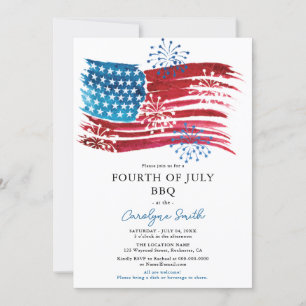 Amerikansk Flagga 4 juli BBQ Party Patriotic Inbjudningar