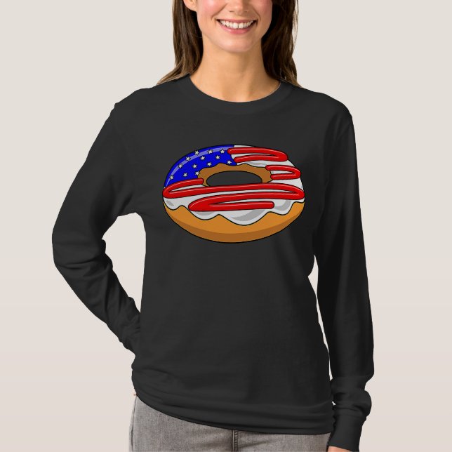Amerikansk Flagga 4 juli Donut T Shirt (Framsida)