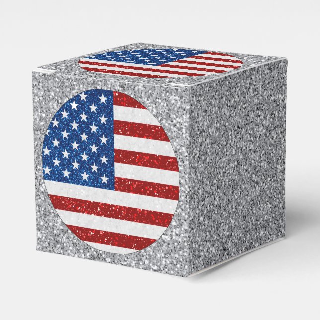Amerikansk flagga 4 juli glitter presentaskar (Framsidan Sidan)
