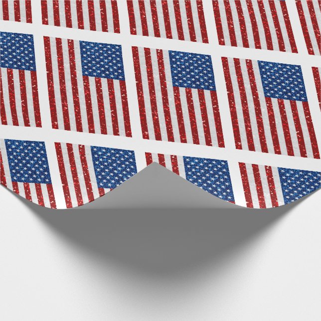Amerikansk flagga 4 juli glitter presentpapper (Hörn)