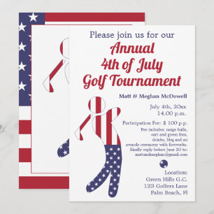 Amerikansk Flagga 4 juli Golf Tournament Inbjuda Inbjudningar