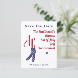 Amerikansk Flagga 4 juli Golf Tournament Vykort
