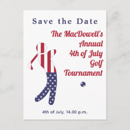 Amerikansk Flagga 4 juli Golf Tournament Vykort