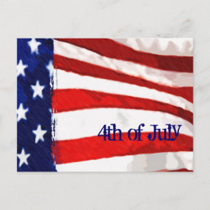 Amerikansk Flagga 4 juli Inbjudan Vykort