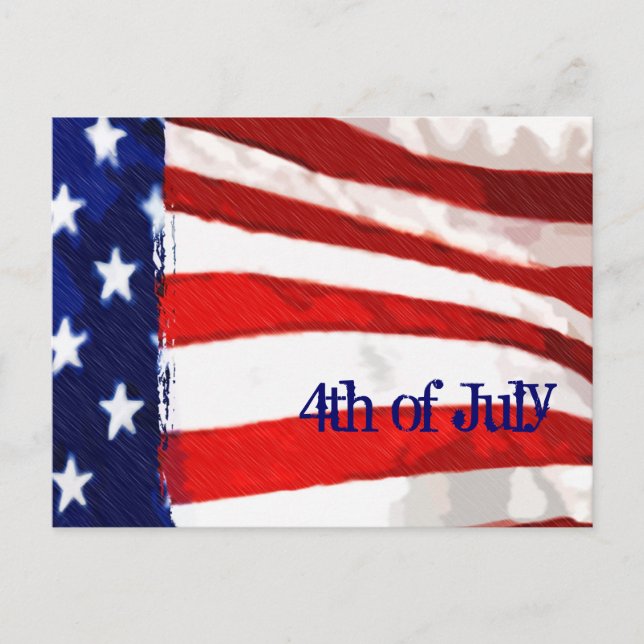 Amerikansk Flagga 4 juli Inbjudan Vykort (Framsida)
