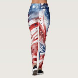 Amerikansk Flagga 4 juli Leggings