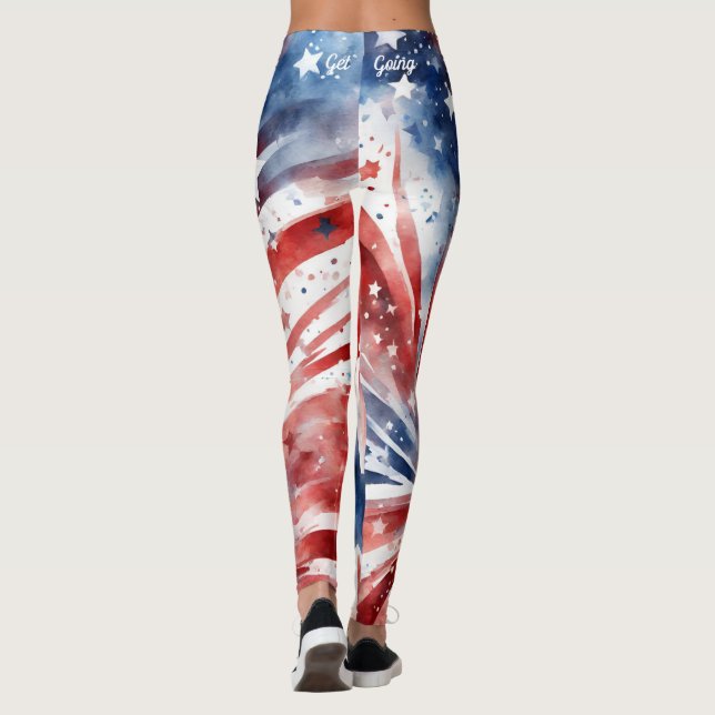 Amerikansk Flagga 4 juli Leggings (Baksida)
