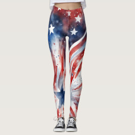 Amerikansk Flagga 4 juli Leggings