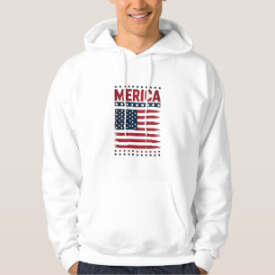 Amerikansk flagga 4 juli Merica Hoodie